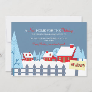 Maisons couvertes de neige Moving Faire-part