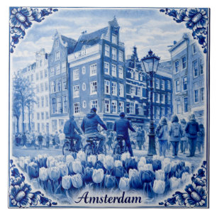 maisons d'Amsterdam carreau de style Delft Blue