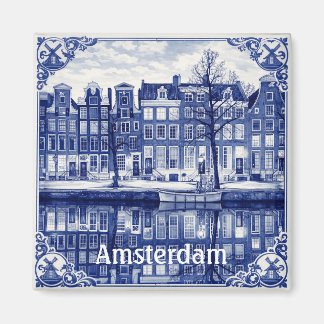 maisons de canal d'Amsterdam aimant carré