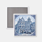 Maisons de Delft style Delft Blue aimant (Recto/Verso)