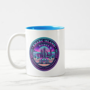 Maisons de l'île de Kharg Iran Mug Vaporwave