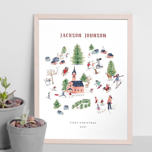 Maisons de Noël de fêtes | Affiche | Impression d'