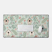 Maisons de oiseaux pastel vintage avec floraisons (Clavier et souris)