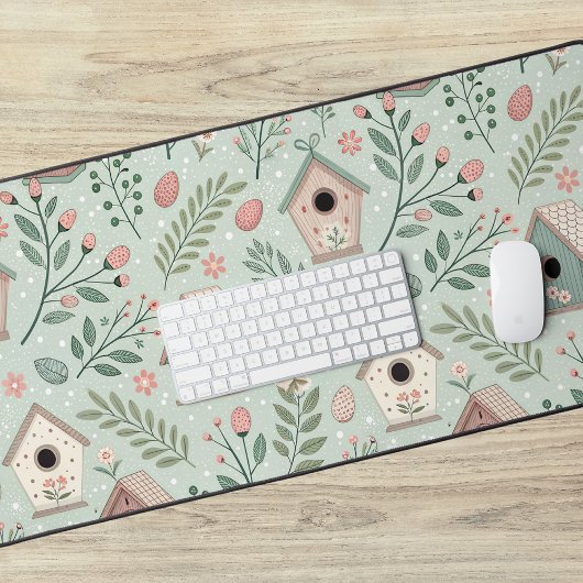 Maisons de oiseaux pastel vintage avec floraisons