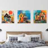 Maisons en collage de pièces et de textures (Chambre à coucher)