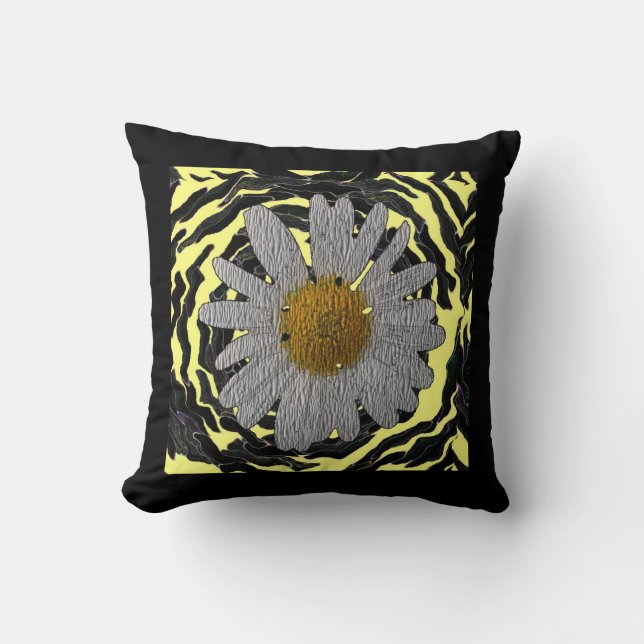 "Maisons modernes " coussin floral noir/jaune " * (Recto)