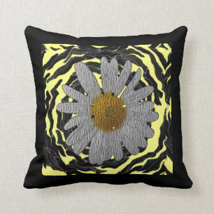 "Maisons modernes " coussin floral noir/jaune " *