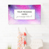 Maisroze Paarse nebula Galaxy Glitter Spandoek (Insitu)