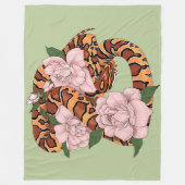 Maisslang roze bloemen groen fleece deken (Voorkant)