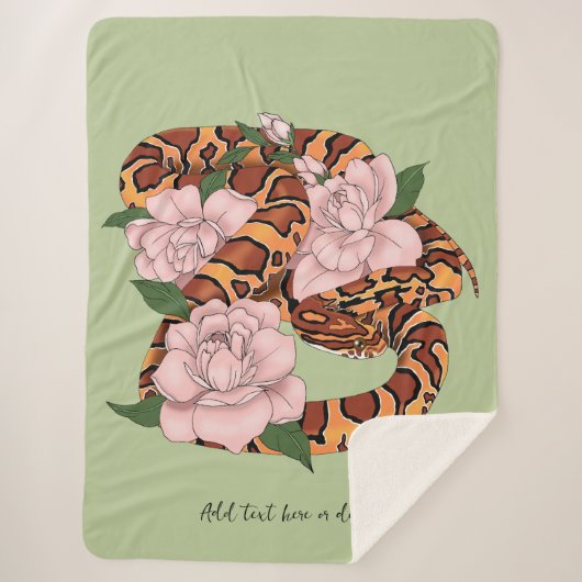 Maisslang roze bloemen groen sherpa deken (Voorkant)