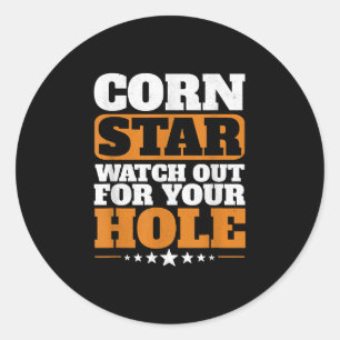 Maïsster Kijk uit voor je gat Cornhole Ronde Sticker