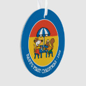 Maisy écrit des cartes postales sous le parapluie (devant)