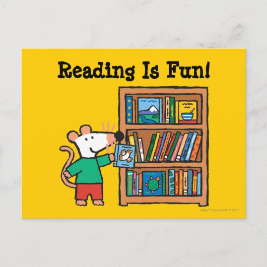 Maisy en boekenplank briefkaart (Voorkant)