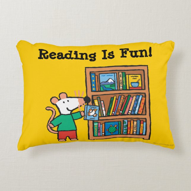 Maisy en boekenplank decoratief kussen (Voorkant)