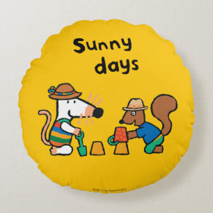 Maisy en Cyril bouwen een Zand Castle Rond Kussen