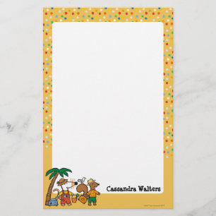 Maisy en Cyril met palmboom aan de strand Briefpapier