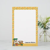 Maisy en Cyril met palmboom aan de strand Briefpapier (Staand voorkant)