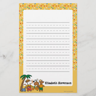 Maisy en Cyril met palmboom aan de strand Briefpapier