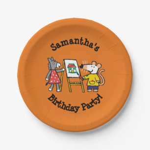 Maisy en Dotty Paint op Preschool Papieren Bordje