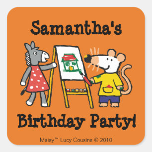 Maisy en Dotty Paint op Preschool Vierkante Sticker