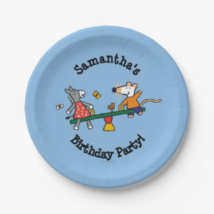 Maisy en Dotty Seesaw op de speelplaats Papieren Bordje