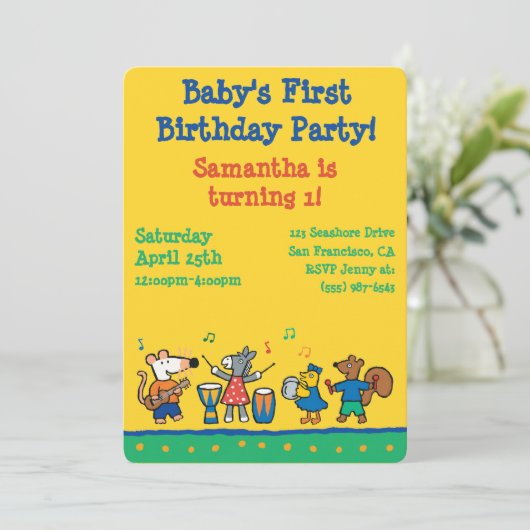 Maisy en Friends Play in Band Kaart (Staand voorkant)