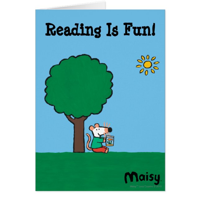 Maisy lit son livre de bibliothèque dehors (Devant)