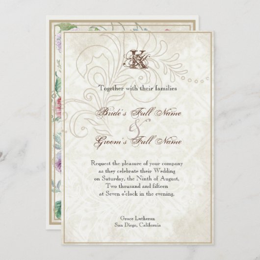 Maisy, Pansy, Rose n Papillon, Faire-part de maria (Devant / Derrière)