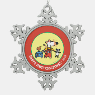 Maisy Ready voor Vakantie met bagage Tin Sneeuwvlok Ornament