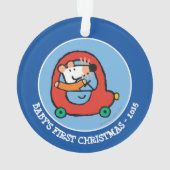 Maisy rijdt een rode auto ornament (achterkant)