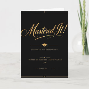 Maîtrisé ! Carte de remise de diplôme MBA   Élégan