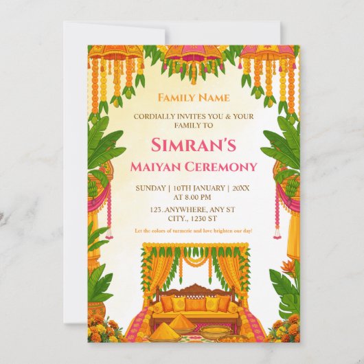 Maiyan Ceremony Invitation Card (Devant)