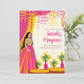 Maiyan uitnodigingen & Haldi uitnodigingen Haldi u (Staand voorkant)