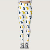 Maize Yellow and Blue State of Michigan Pattern Leggings (Voorkant)