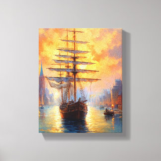 Majestätisches Segelschiff auf abstraktem Meer Canvas Afdruk
