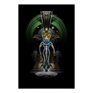 Majesteit Trilia Fractal Fantasy Portrait BLK Perfect Poster