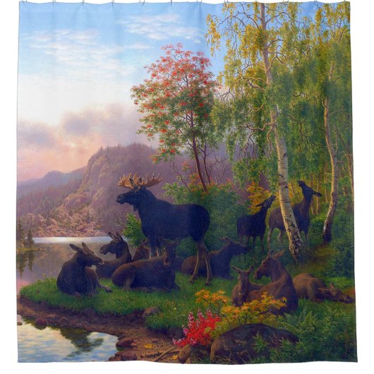 Majesteits in een Zweeds Autumn Landschap Douchegordijn (Voorkant)