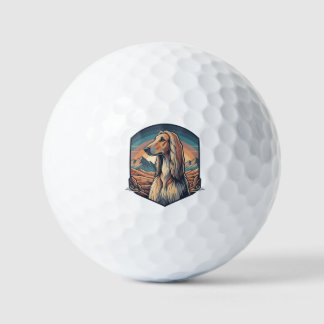 Majestic Afghan Hound Mountain Sunset Graphic Golfballen
