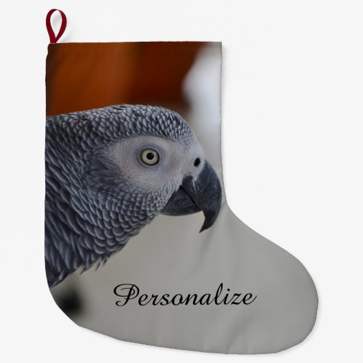 Majestic African Gray Parrot Grote Kerstsok (Voorkant)