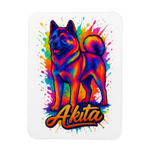 Majestic Akita – Levendige kleurrijke Pop Art Illu Magneet