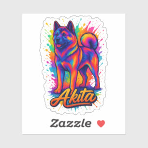 Majestic Akita – Levendige kleurrijke Pop Art Illu Sticker