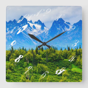 Majestic Alaska Mountains Vierkante Klok