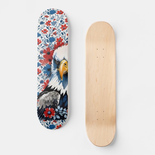 Majestic American Bald Eagle Floral Skateboard (Voorkant)