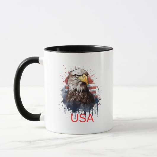 Majestic American Bald Eagle in Watercolor Mok (Links)