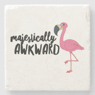 Majestic Awkward Flamingo Marble Stone Onderzetter