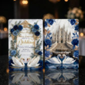 Majestic Baroque Arch & Fairytale Swan Wedding Kaart