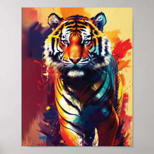 Majestic Beauty - Colorful Tiger Abstracte Art Poster
