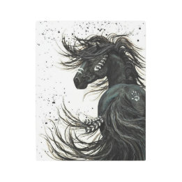 Majestic Black Friesian Horse Metal Art van Bihrle