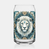 Majestic Blanc Lion Turquoise bleu Floral Mandala (Verso)