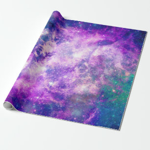 Majestic Blauwgroen Paarse Starry Space Nebula Cadeaupapier